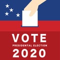 Hand Putting Voting Paper in the Ballot Box. USA Presidential Election 2020 Vector Royalty Free Stock Photo