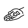 hand puzzle jigsaw line icon vector illustration