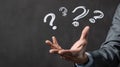 The hand with question marks.AI generated image Royalty Free Stock Photo