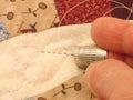 Hand quilting closeup Royalty Free Stock Photo