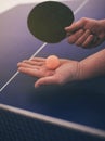 Hand with racket, ping pong Royalty Free Stock Photo