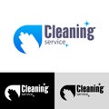 Hand and a rag in the form of a drop of water. Cleaning service company logo template. Royalty Free Stock Photo