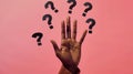 The Hand with Question Marks.AI generated image Royalty Free Stock Photo
