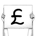 Hand raising a sign that says Poundsterling Icon Royalty Free Stock Photo
