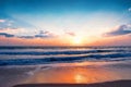 World environment day concept: Colorful ocean beach sunrise Royalty Free Stock Photo