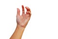 Hand reach up for get and grab something on white background Royalty Free Stock Photo
