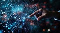 A hand reaching through the digital network. Generative AI