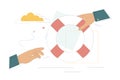Hand reaching for a life preserver. Help concept. Vector flat illustration Royalty Free Stock Photo
