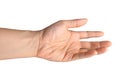 Hand reaching out against white background. Royalty Free Stock Photo