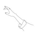 Hand reaching out gesture. Single continuous line hand gesture graphic icon. Simple one line draw doodle Royalty Free Stock Photo