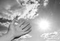 Hand reaching out to the sun Royalty Free Stock Photo