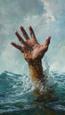 Hand reaching out from water Royalty Free Stock Photo