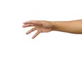 Hand reaching for something isolated on a white background.