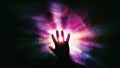 Hand is Reaching to Eternal Light Beam Rays Royalty Free Stock Photo