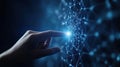 Hand Reaching Towards Glowing Network Node in Dark Environment
