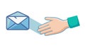 Hand Receiving Letter, Personal Correspondence, Information Exchange, vector design Generative AI Royalty Free Stock Photo