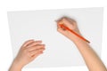 Hand with red pencil Royalty Free Stock Photo