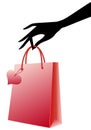 Hand with red shopping bag, Royalty Free Stock Photo