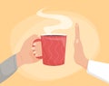 Hand refuses coffee vector illustration. Stop gesture