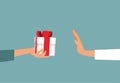 Hand Refusing Bribe Gift Vector Conceptual Illustration