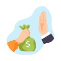 Hand refusing the offered bribe vector illustration Royalty Free Stock Photo