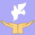 Hand releasing dove