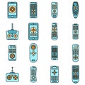 Hand remote control icons set vector color line Royalty Free Stock Photo