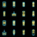 Hand remote control icons set vector neon Royalty Free Stock Photo