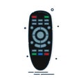 Hand remote control. Multimedia panel with shift buttons. Program device. Wireless console. Universal electronic controller. Color