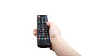 Hand with remote control pointing forward isolated Royalty Free Stock Photo