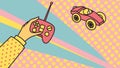 Hand with Remote Control for a Toy Car Pop Art Illustration, vector design Generative AI Royalty Free Stock Photo