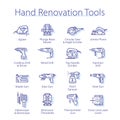 Hand renovation tools pack. Hammer drill, staple Royalty Free Stock Photo