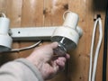 Hand replacing a bulb