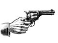 Hand with a revolver gun