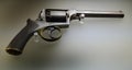 Hand revolver pistol with percussion cap firing.