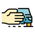 Hand road hitchhiking icon color outline vector