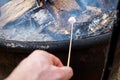 A Hand Roasting a Marshmellow Royalty Free Stock Photo