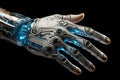 Hand of a robot, Detailed image of a robotic anatomy close up on black background Royalty Free Stock Photo