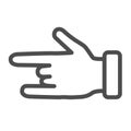 Hand in rock and roll gesture line icon, gestures concept, Heavy metal sign on white background, sign of the horns icon Royalty Free Stock Photo