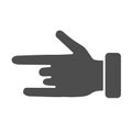 Hand in rock and roll gesture solid icon, gestures concept, Heavy metal sign on white background, sign of the horns icon Royalty Free Stock Photo