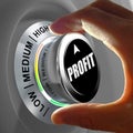 Hand rotating a button and selecting the level of profit. Royalty Free Stock Photo