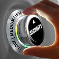 Hand rotating a button and selecting the level of security. Royalty Free Stock Photo