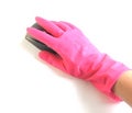 Hand in rubber glove with a computer mouse Royalty Free Stock Photo