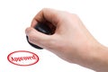 Hand and rubber stamp Approved Royalty Free Stock Photo