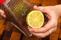 The hand rubbing a lime Royalty Free Stock Photo