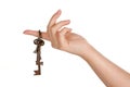 Hand with rusty keys Royalty Free Stock Photo