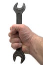 Hand with rusty spanner