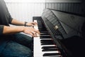 Hand`s man playing piano Royalty Free Stock Photo