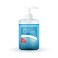 Hand sanitizer bottle container mockup template, liquid cosmetics tube with pump. Coronavirus hand protection, sanitizer