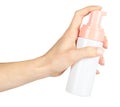 Hand sanitizer in bottle, disinfection liquid